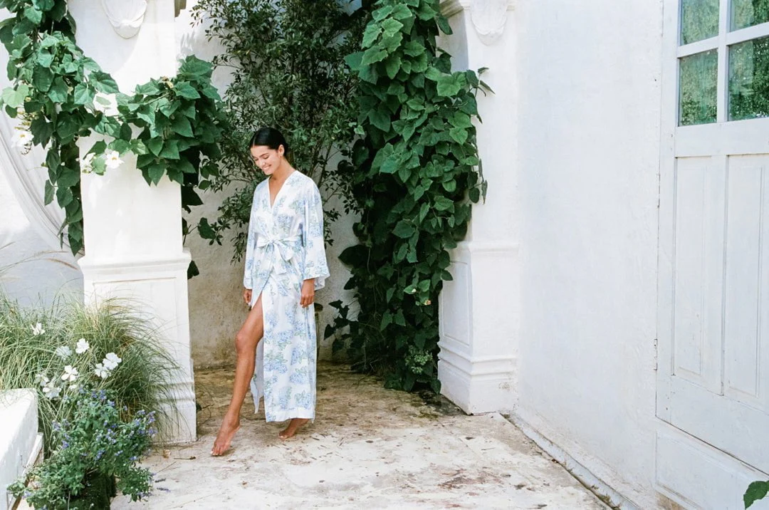 Alice Kimono Robe - Long - Hydrangea Blue - Image 9