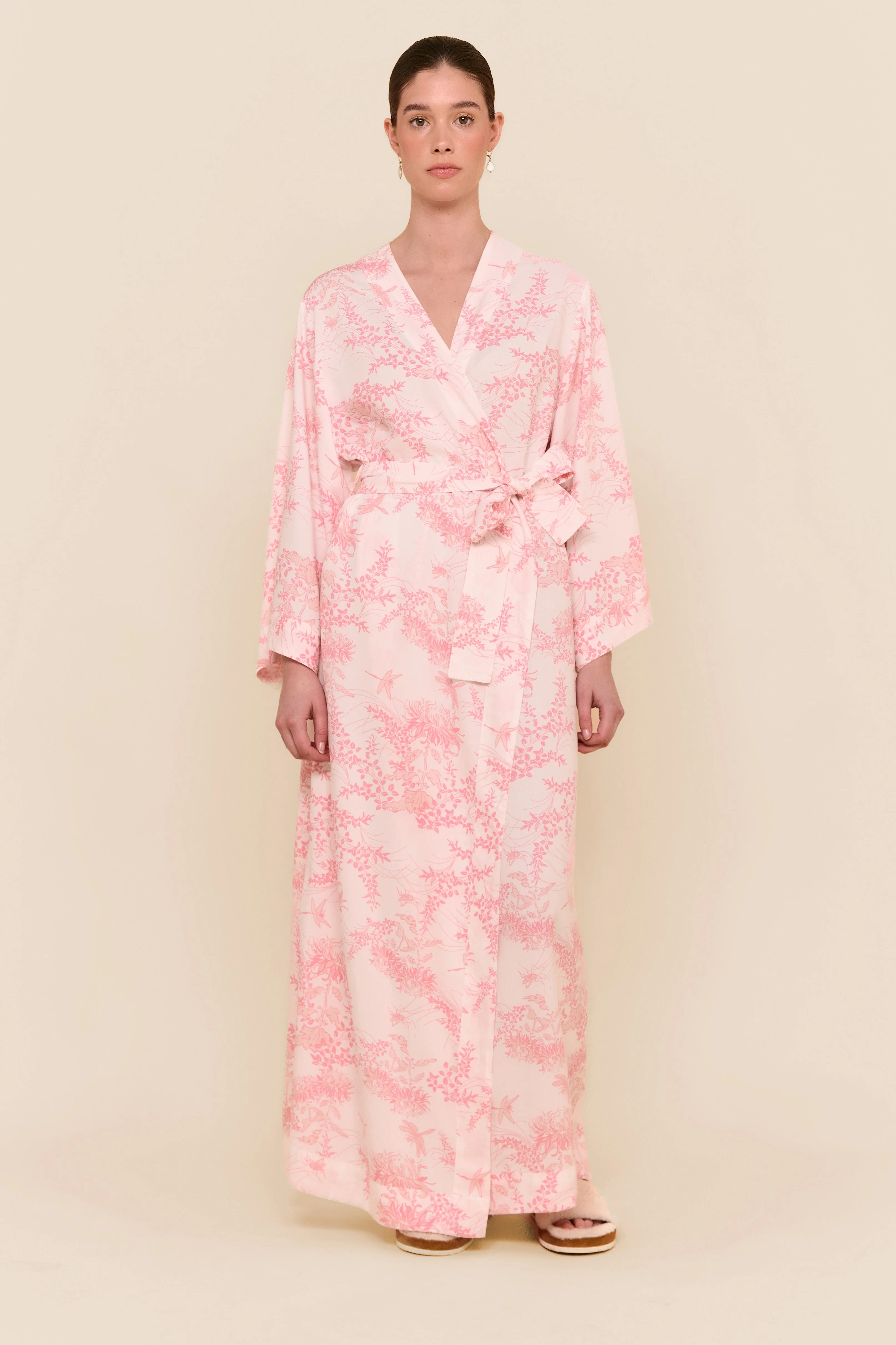 Alice Kimono Robe - Long - Summer Toile - Pink - Image 6