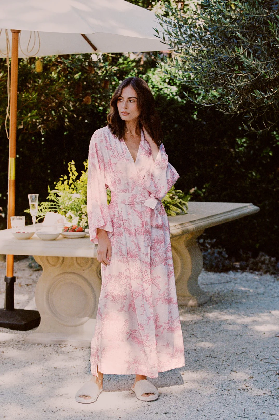 Alice Kimono Robe - Long - Summer Toile - Pink - Image 8