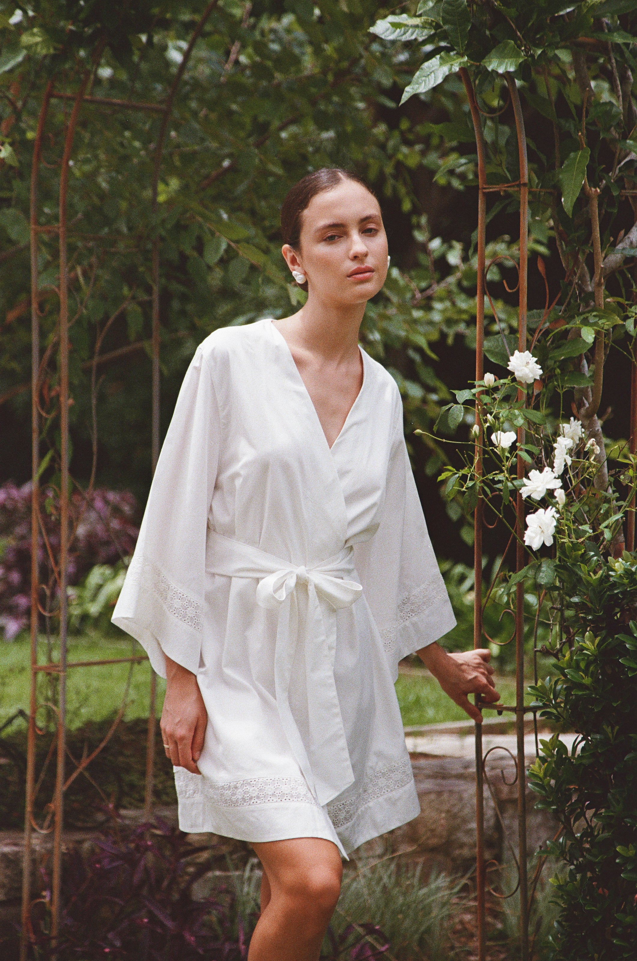 Giselle Bridal Robe - Cotton Modal Off White - Image 6