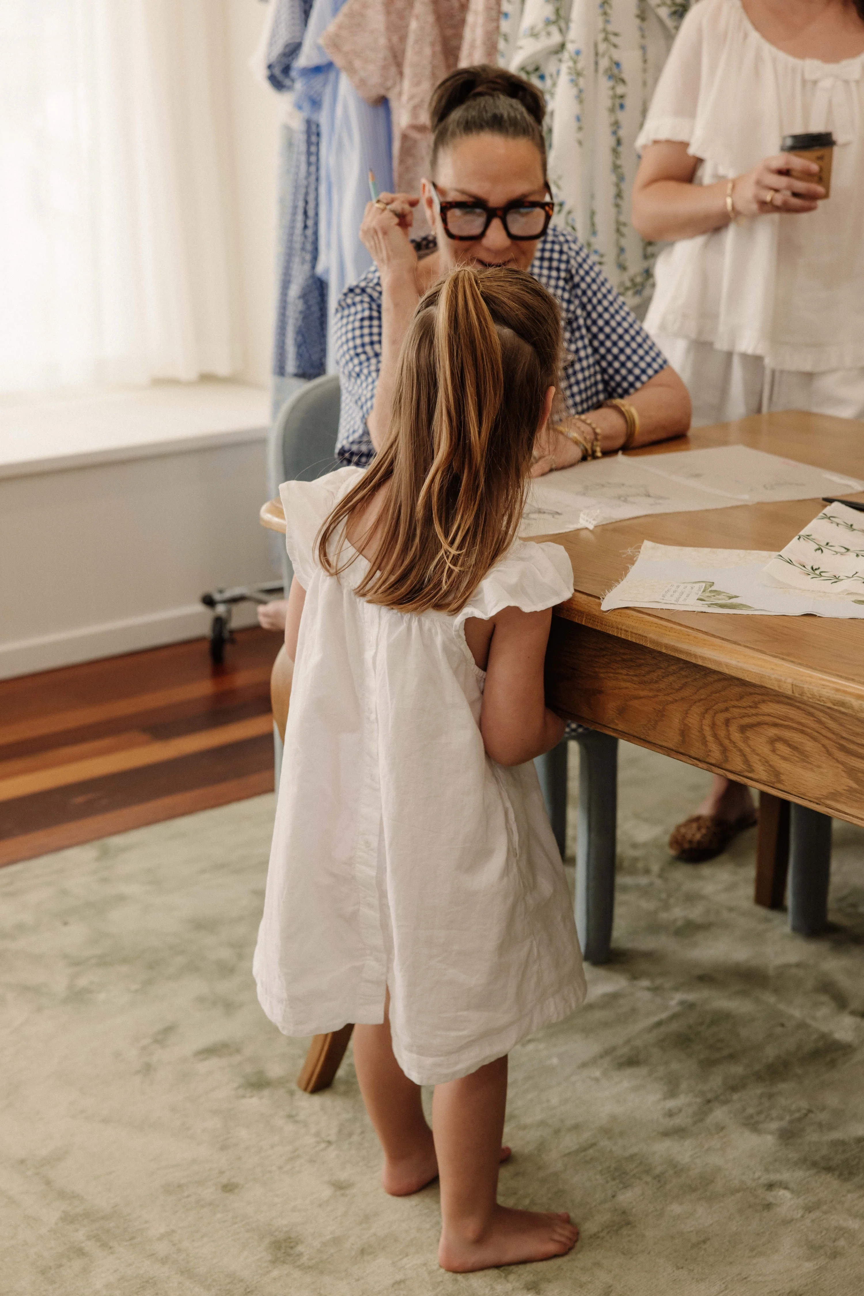 Girls Harriet Lounge Dress - White Washed Cotton - Image 5