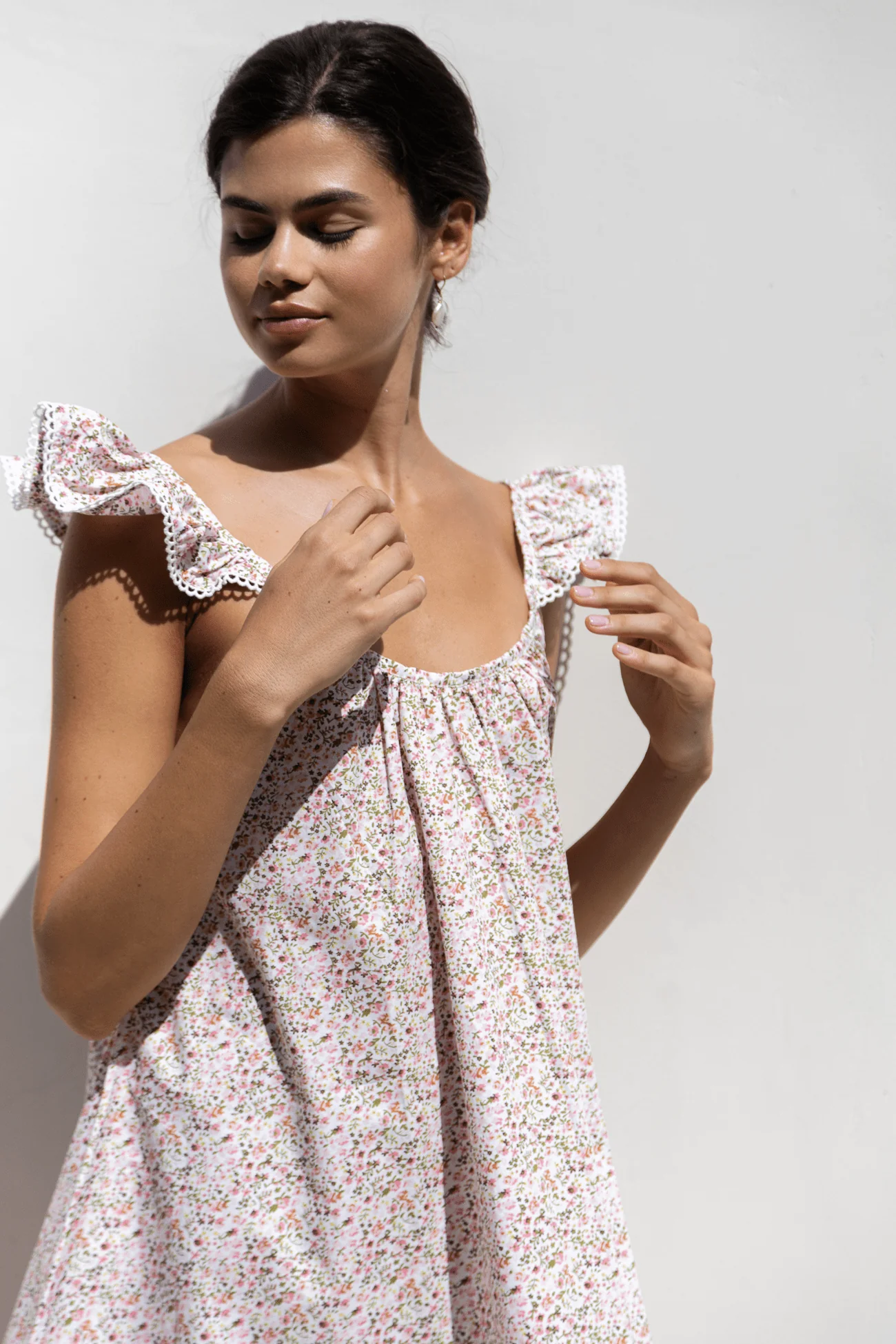 Indah Wing Nightie - Floret Pink + Trim - Image 6