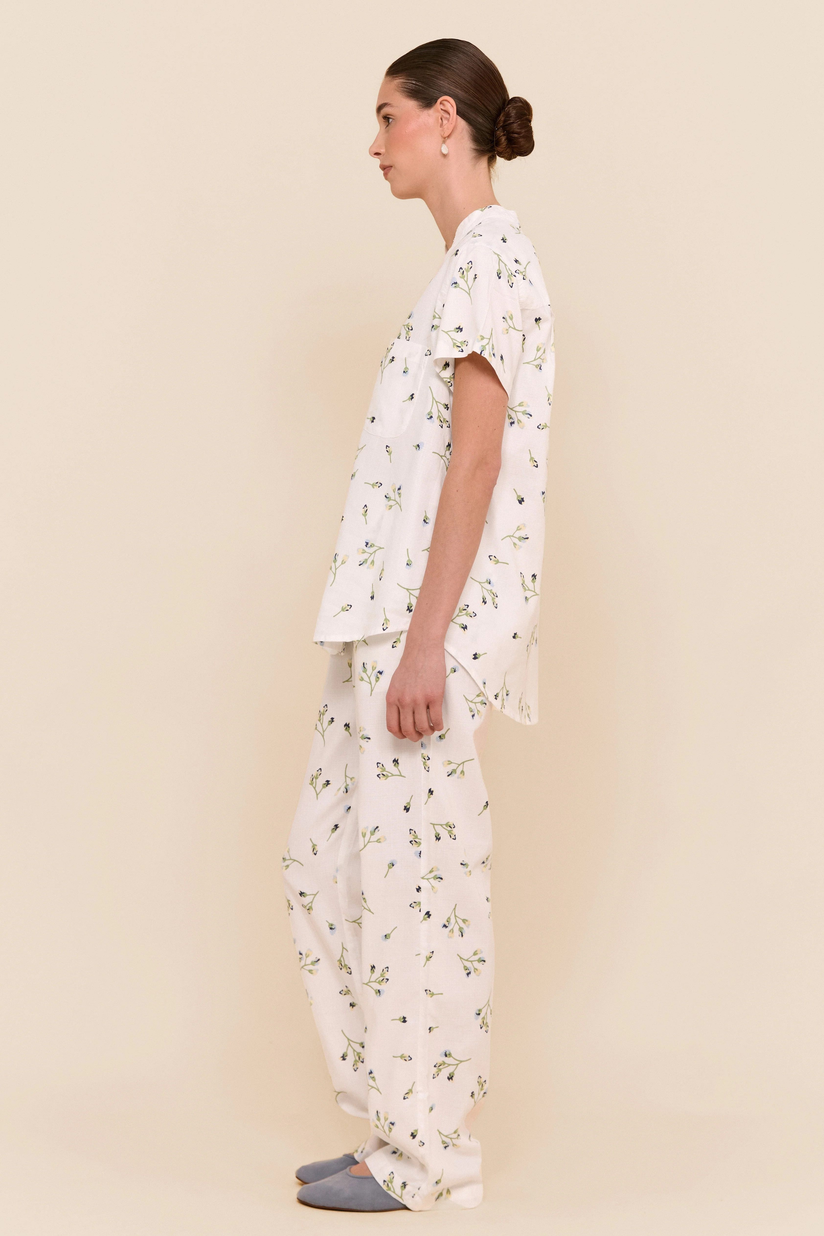 Maggie Pajama Set - Long Pants - Lyocell Linen - Bluebell - Image 4