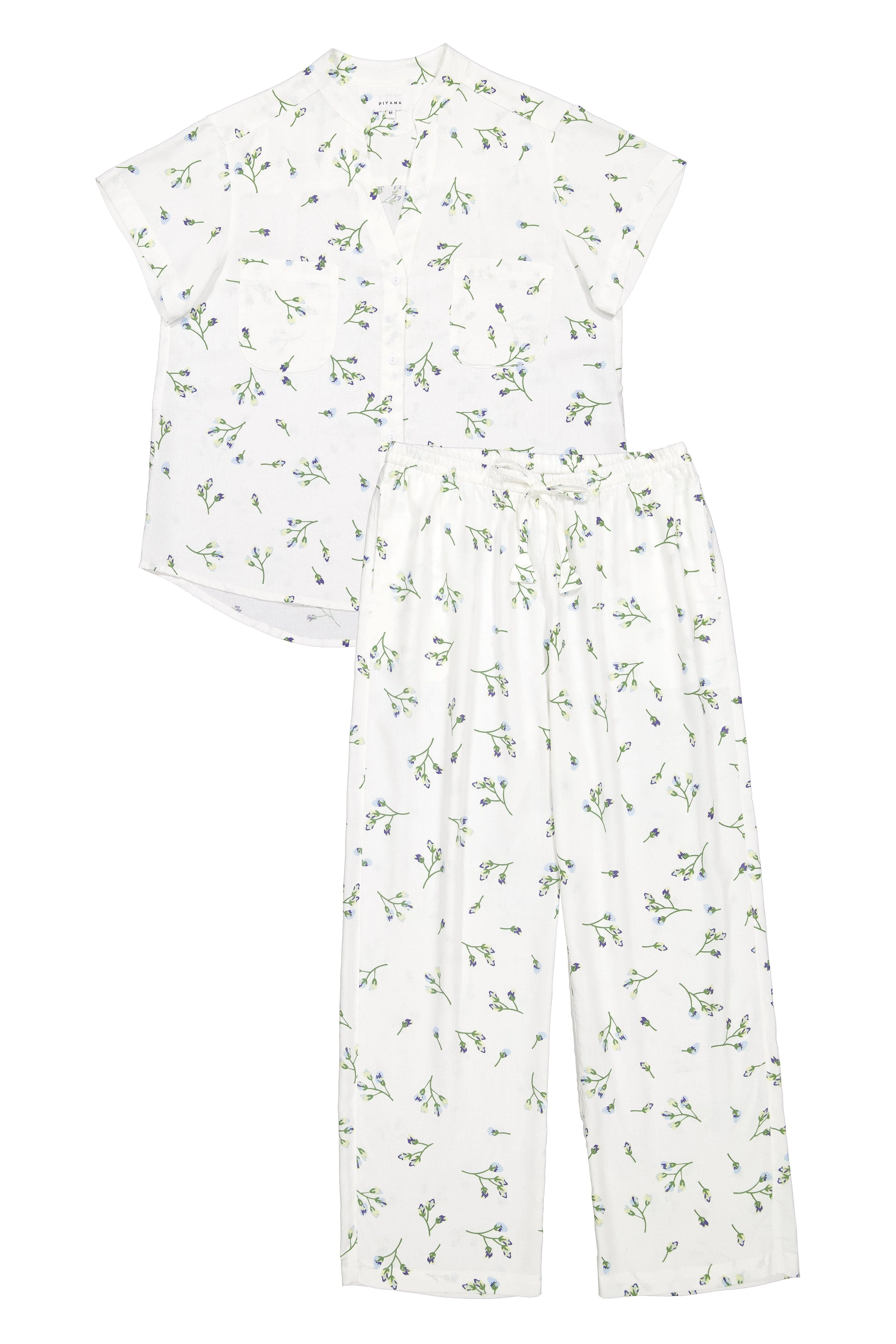 Maggie Pajama Set - Long Pants - Lyocell Linen - Bluebell - Image 5