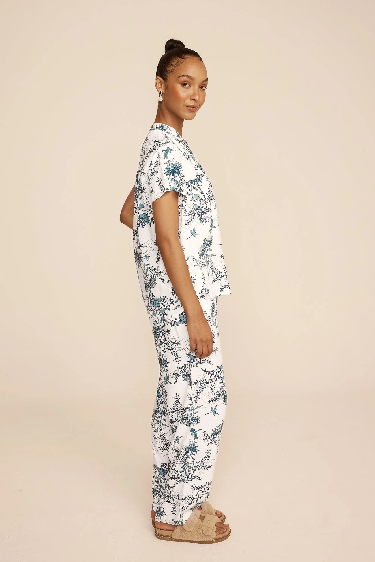 Maggie Pajama Set - Long Pants - Summer Toile - Aegean Blue - Image 3