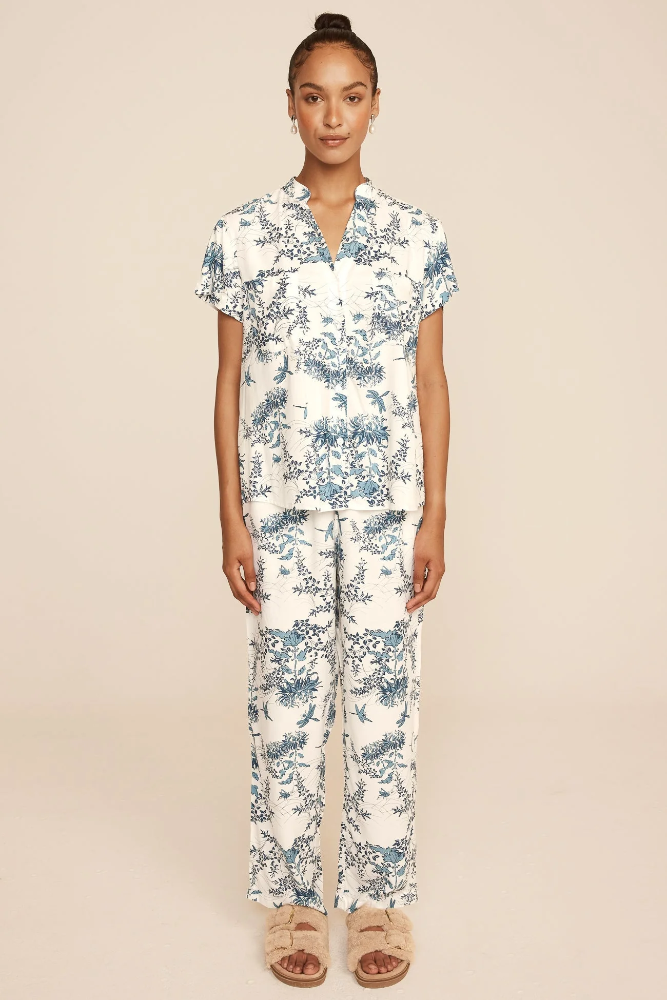 Maggie Pajama Set - Long Pants - Summer Toile - Aegean Blue - Image 5