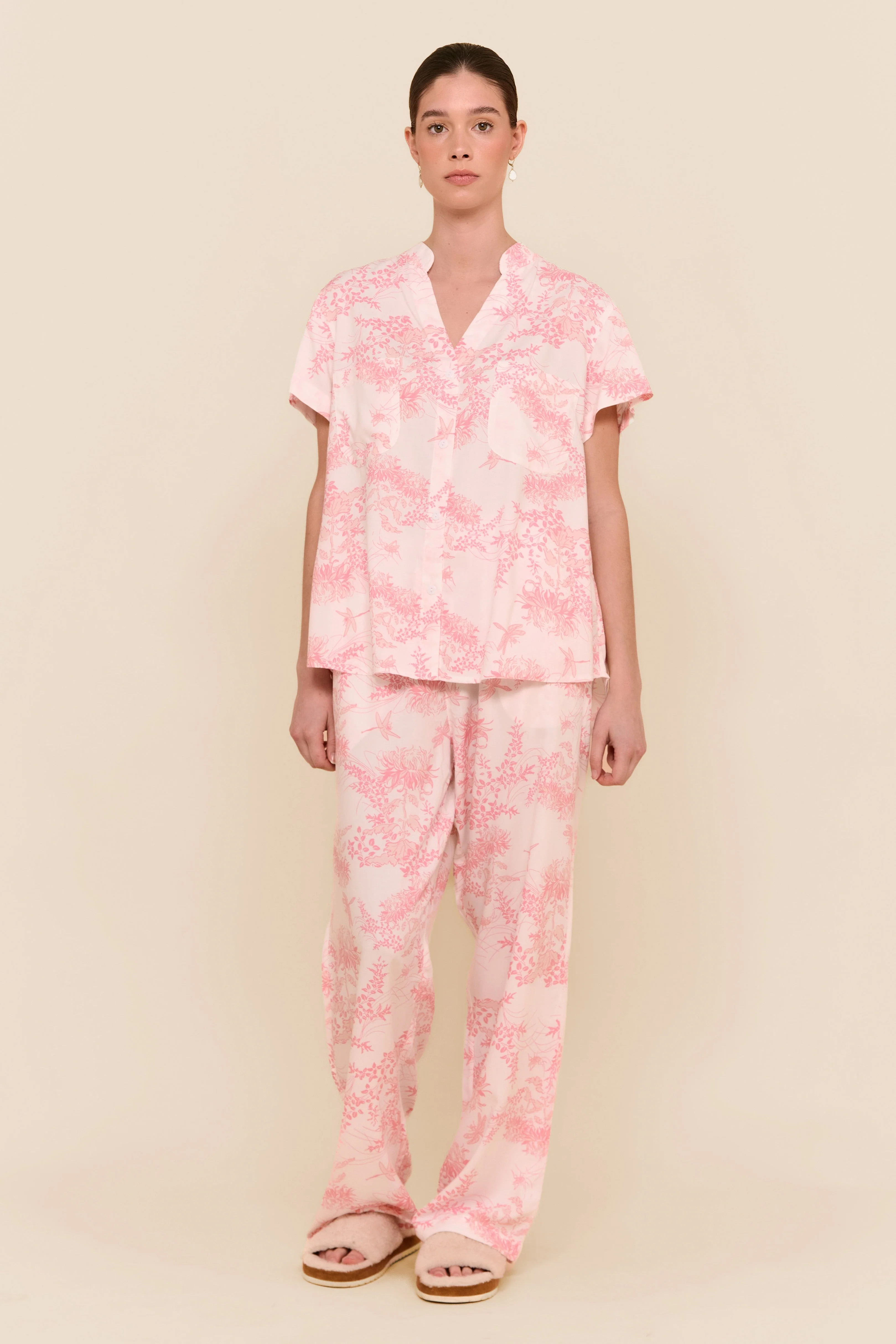 Maggie Pyjama Set - Long Pants - Summer Toile - Pink - Image 3