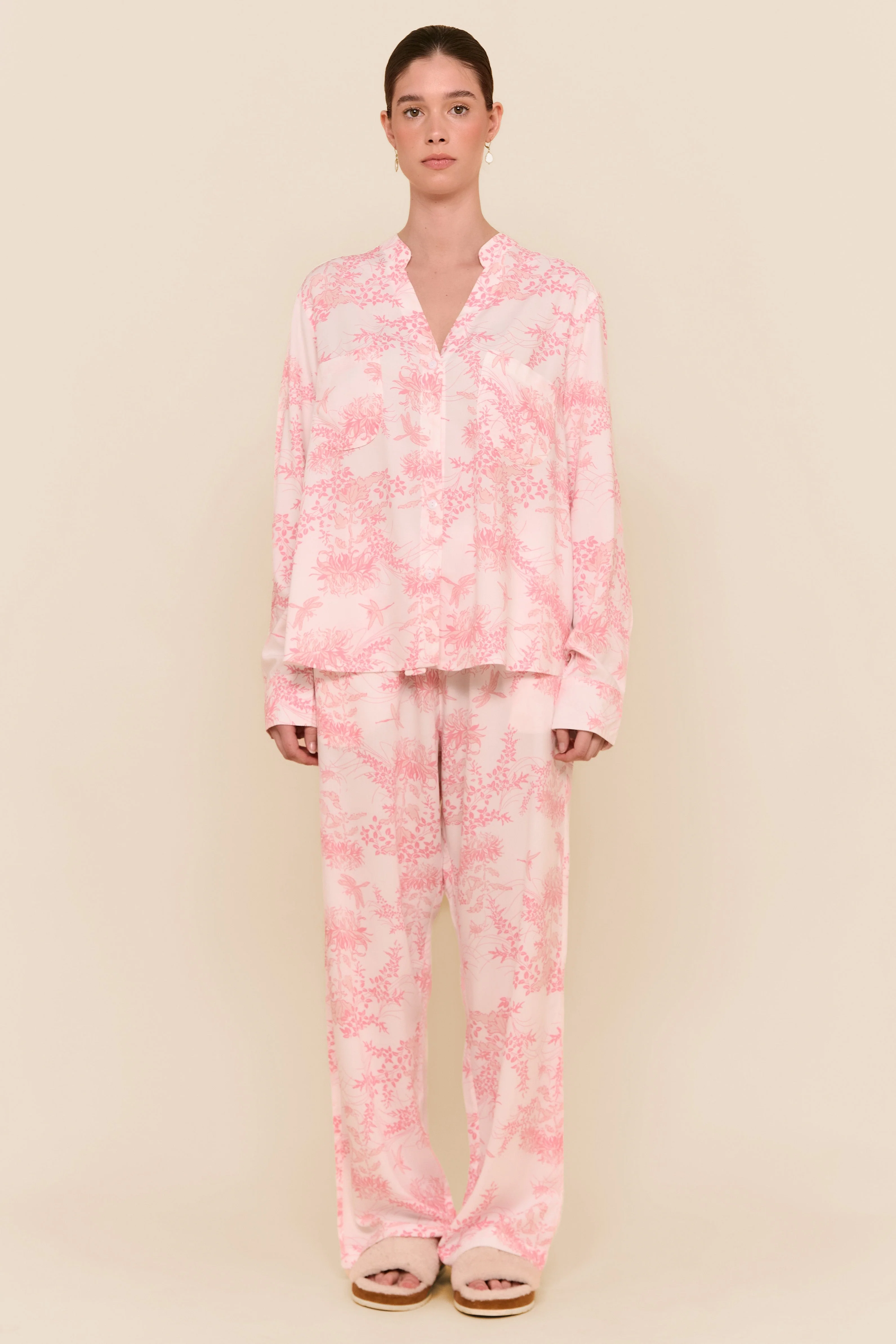 Maggie Pyjama Set - Long - Summer Toile - Pink - Image 3