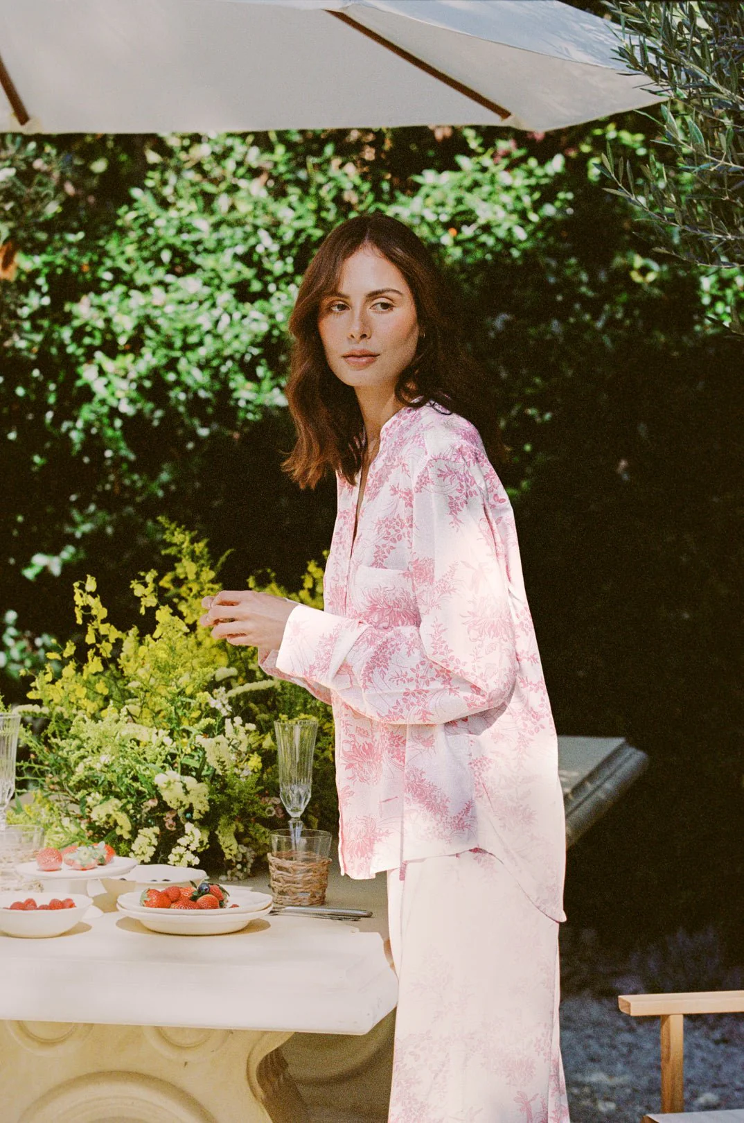 Maggie Pyjama Set - Long - Summer Toile - Pink - Image 4