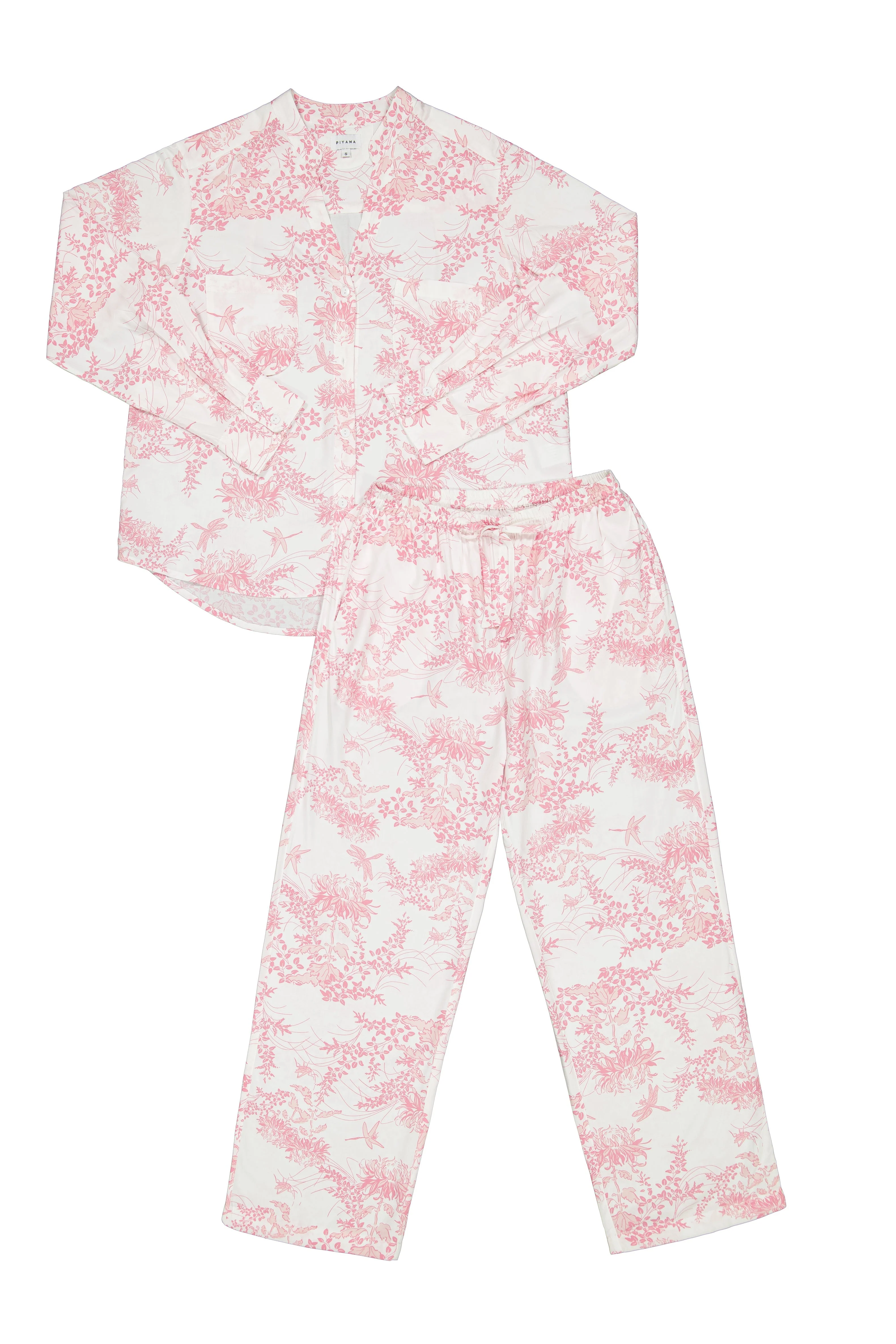 Maggie Pyjama Set - Long - Summer Toile - Pink - Image 5