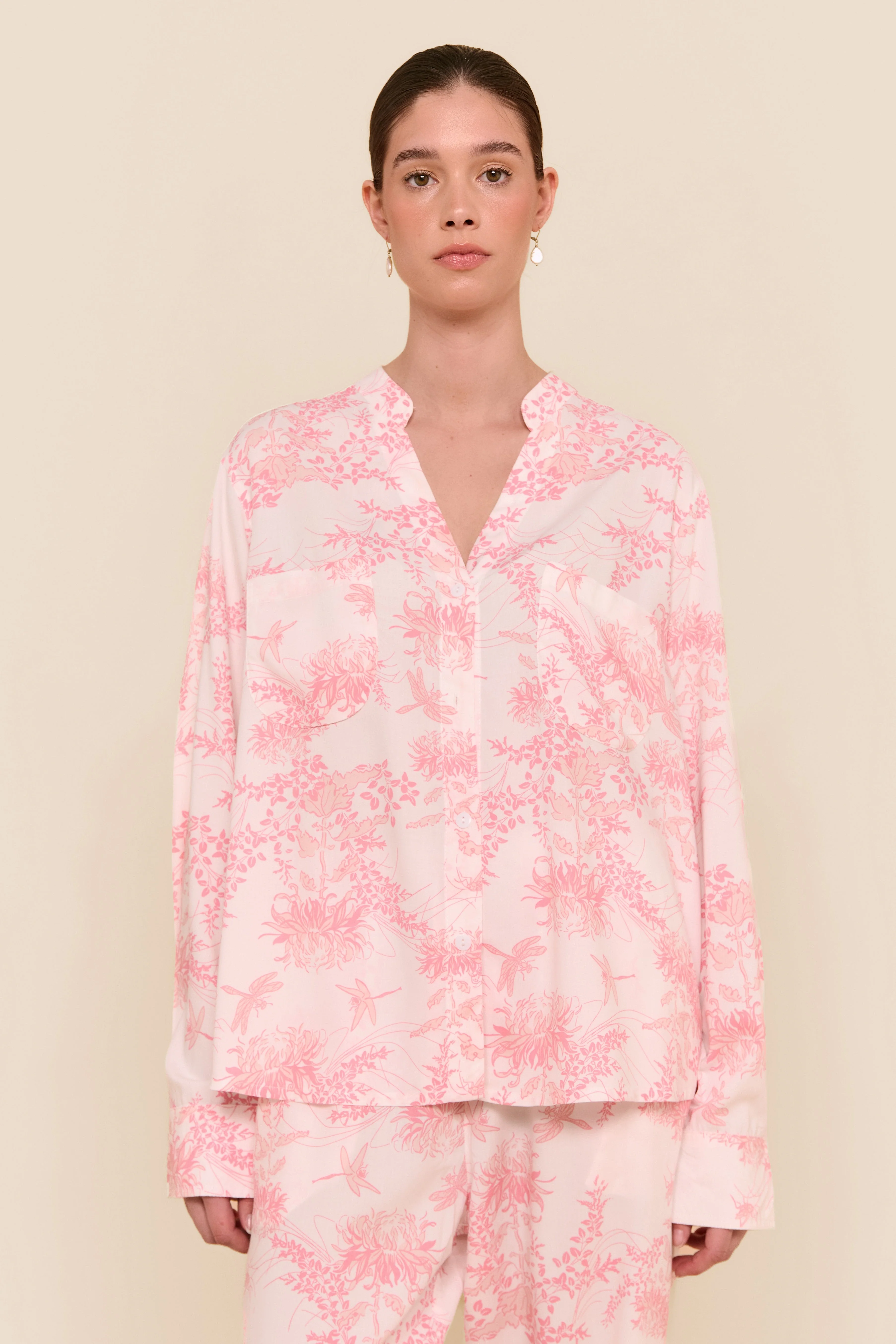 Maggie Pyjama Set - Long - Summer Toile - Pink - Image 6