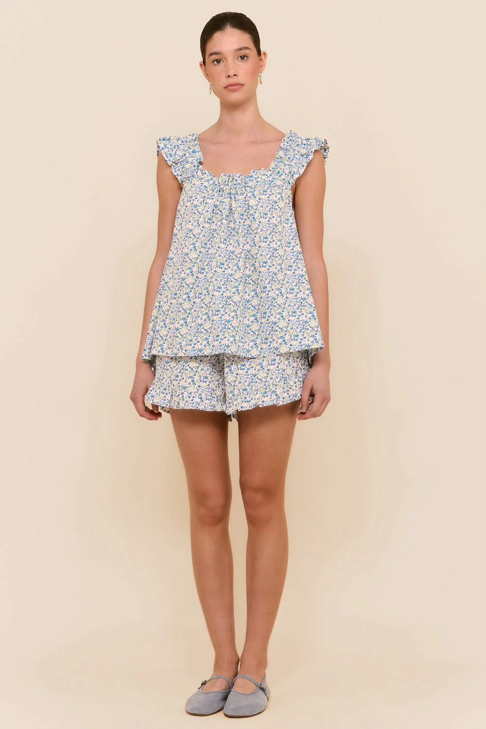 Nicolette Sleep Set - Cotton - Floret Blue - Image 3