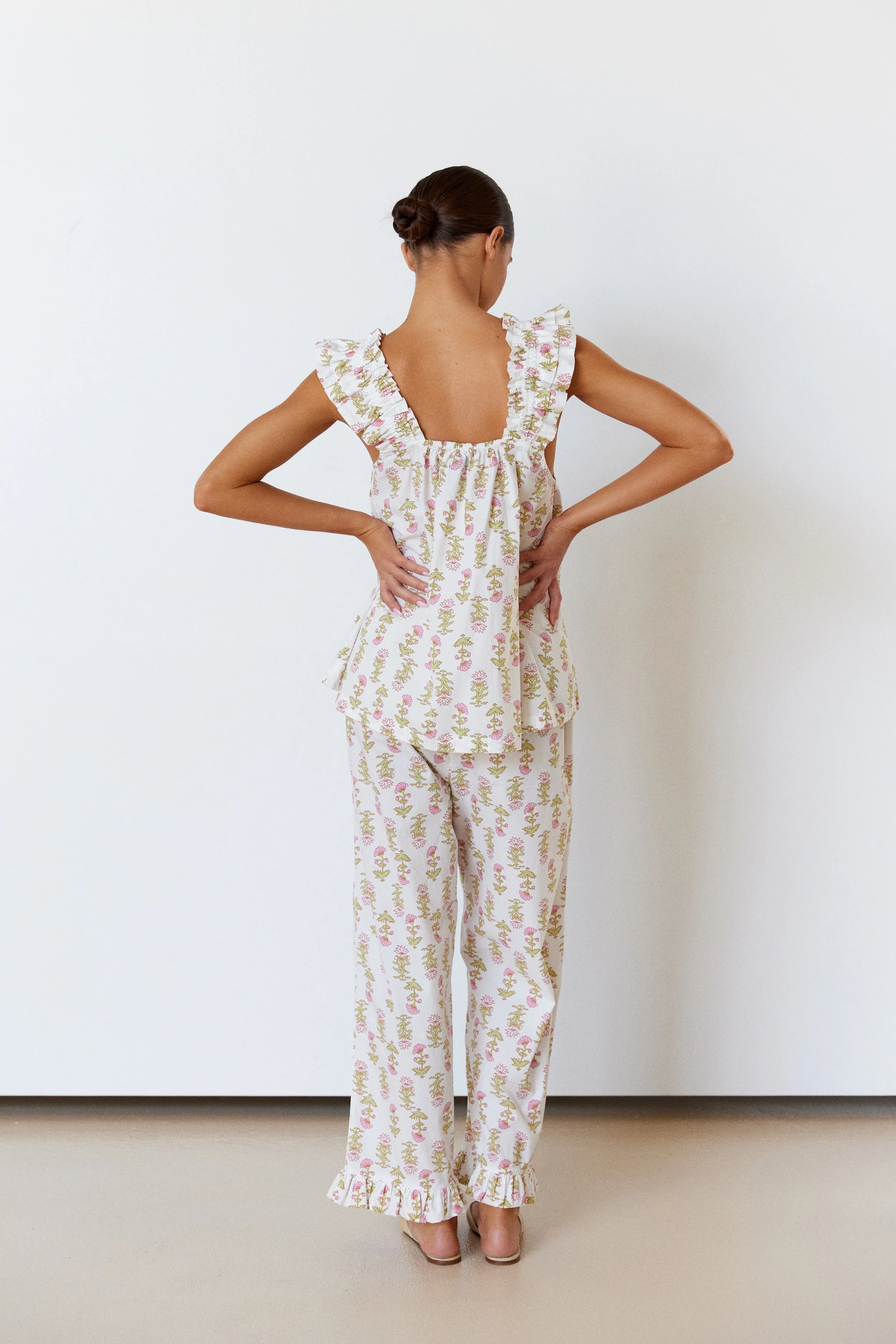 Nicolette Sleep Set - Pants - Cotton - Lotus Flower - Image 5