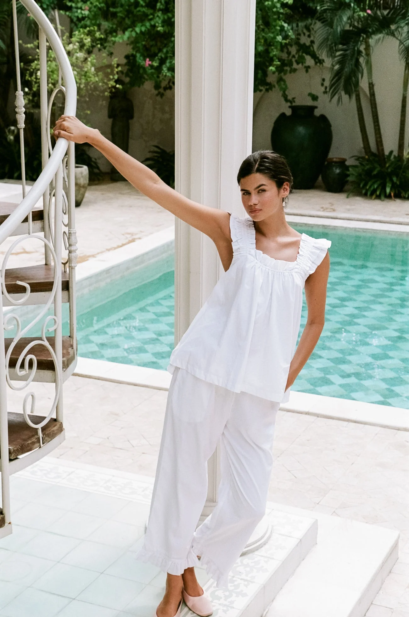 Nicolette Sleep Set - Pants - White Cotton Grass - Image 3