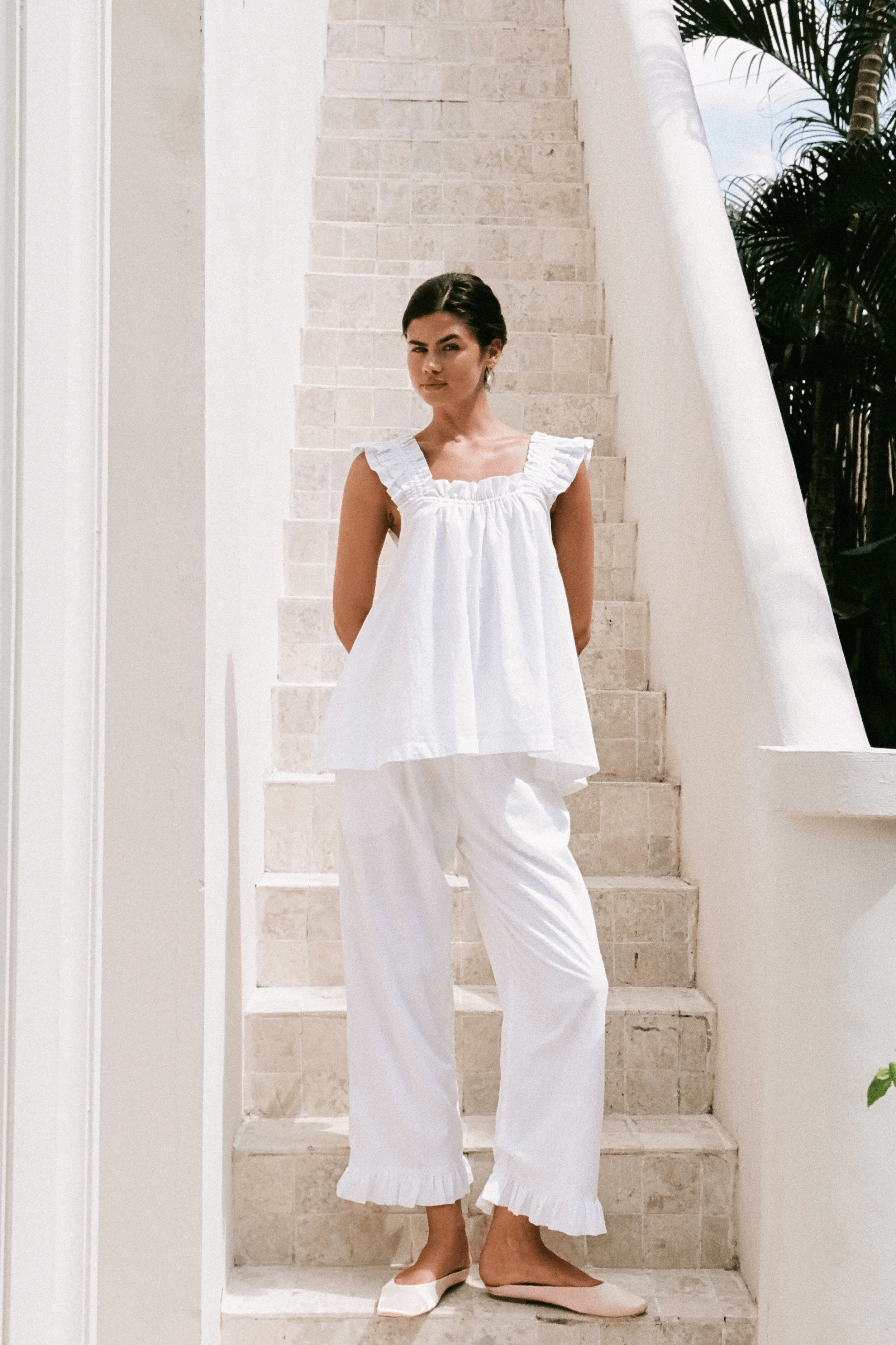 Nicolette Sleep Set - Pants - White Cotton Grass - Image 6