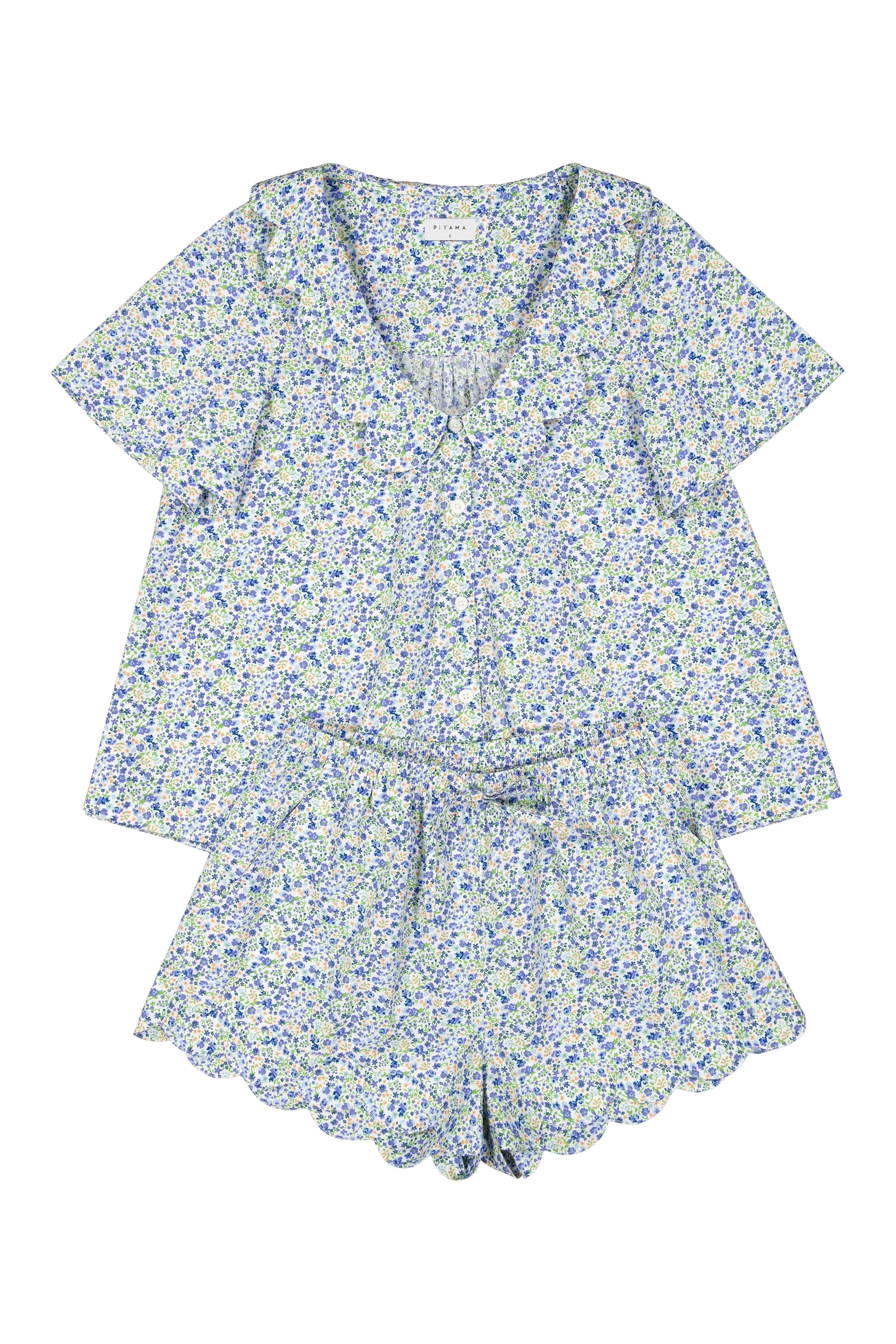 Penelope Sleep Set - Cotton - Floret Blue - Image 3