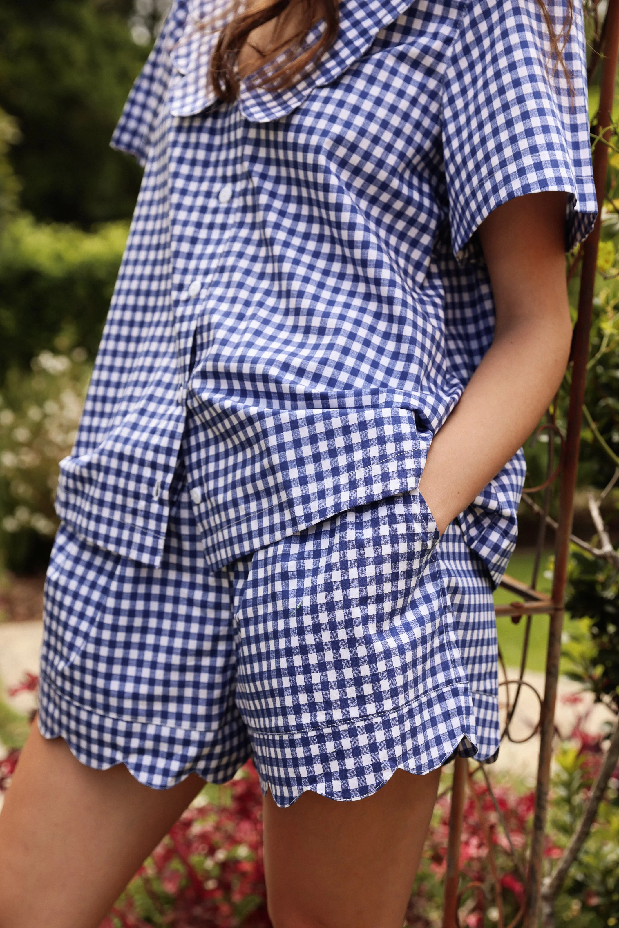 Penelope Sleep Set - Gingham - Navy - Image 5
