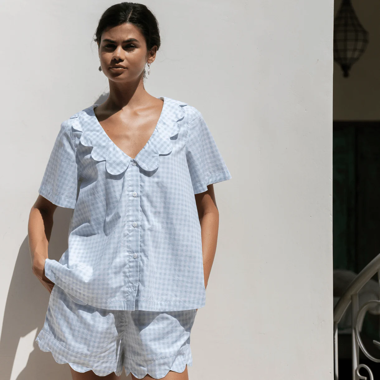 Penelope Sleep Set - Gingham Pale Blue - Image 10