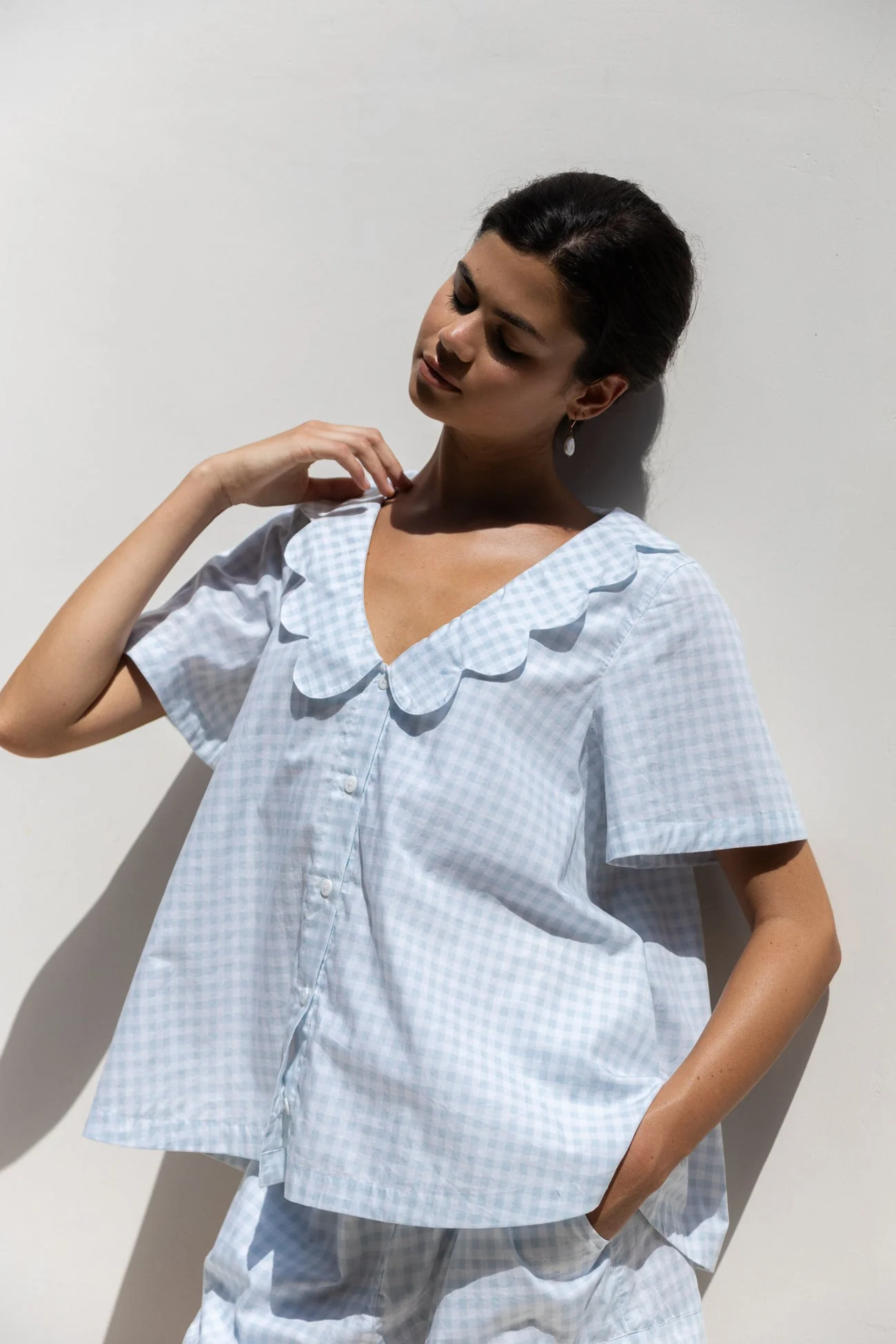 Penelope Sleep Set - Gingham Pale Blue - Image 5