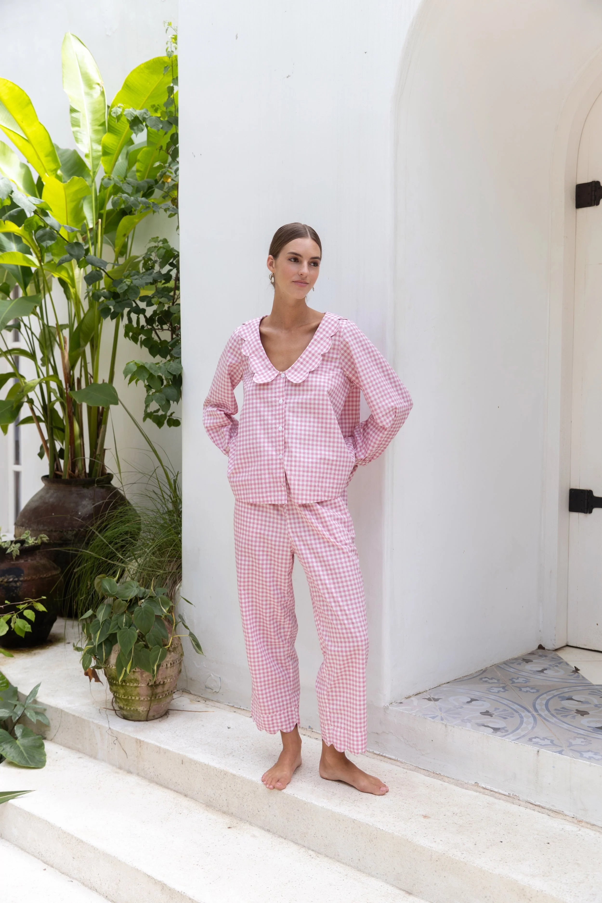 Penelope Sleep Set - Long - Gingham - Berry - Image 3
