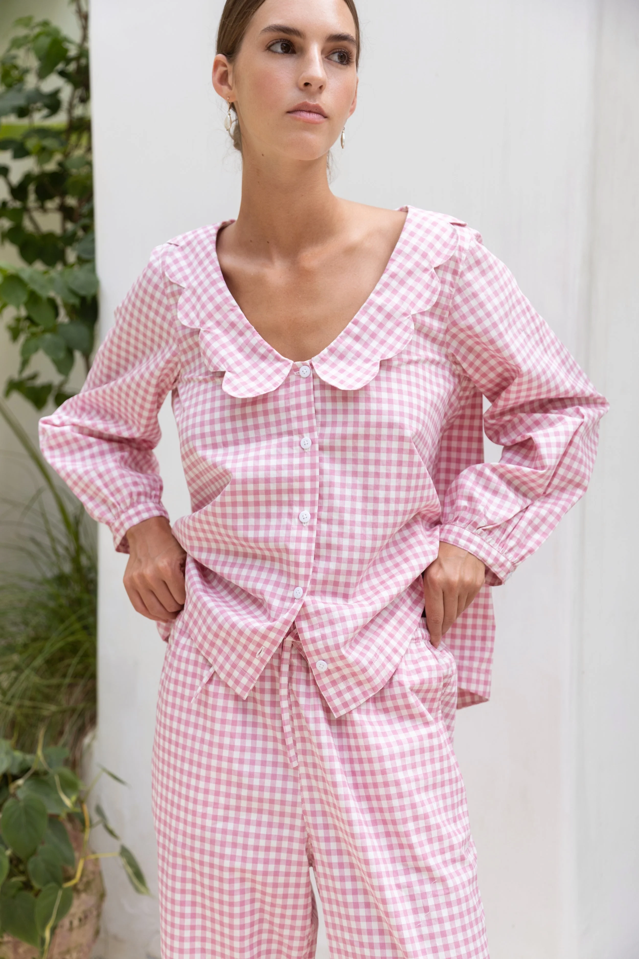Penelope Sleep Set - Long - Gingham - Berry - Image 6