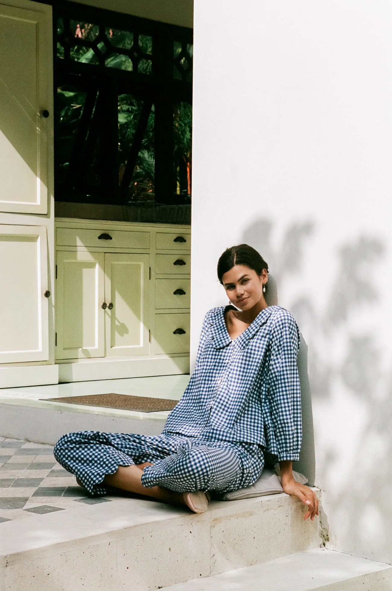 Penelope Sleep Set - Long - Gingham - Navy - Image 10