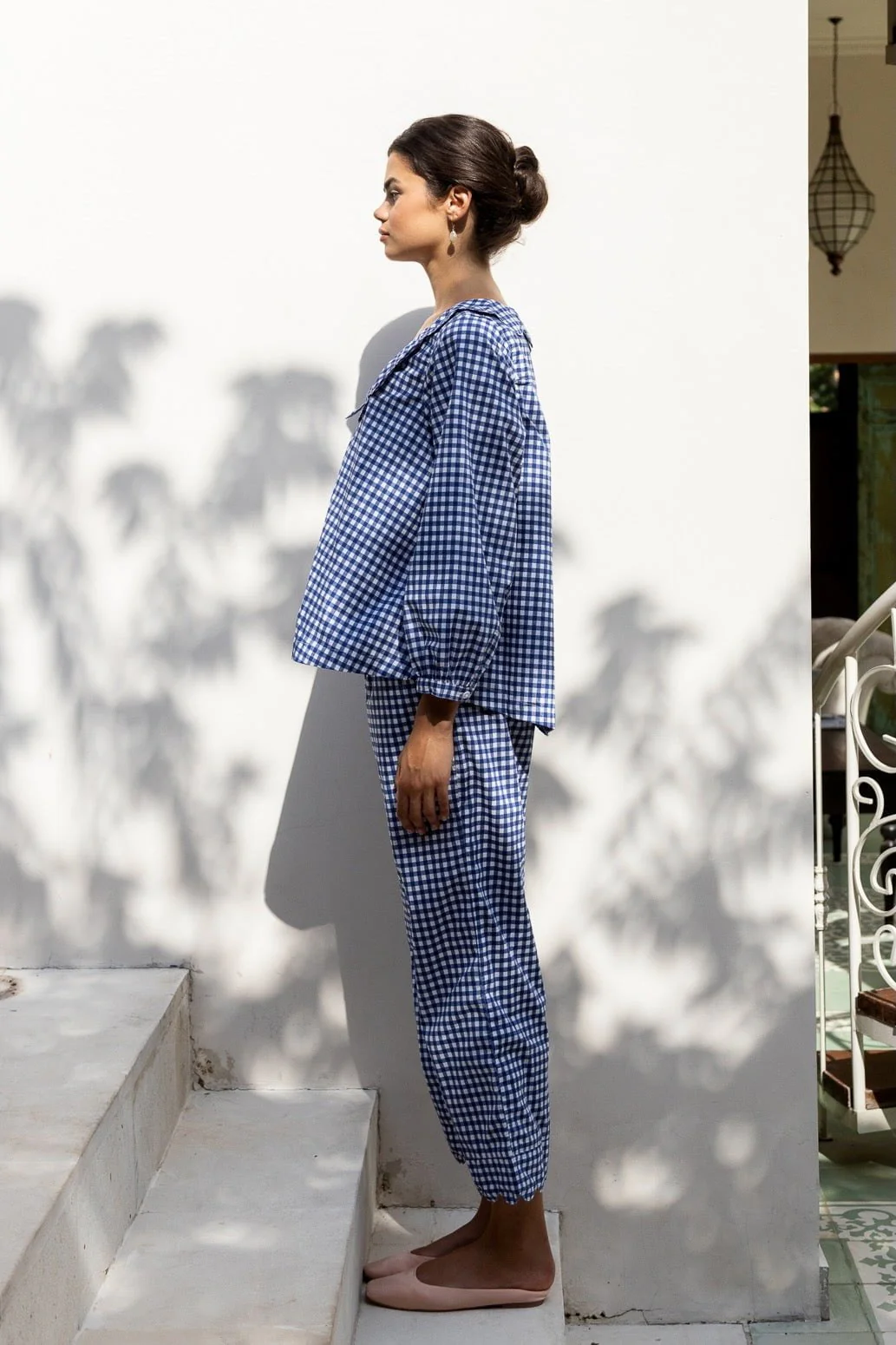 Penelope Sleep Set - Long - Gingham - Navy - Image 11