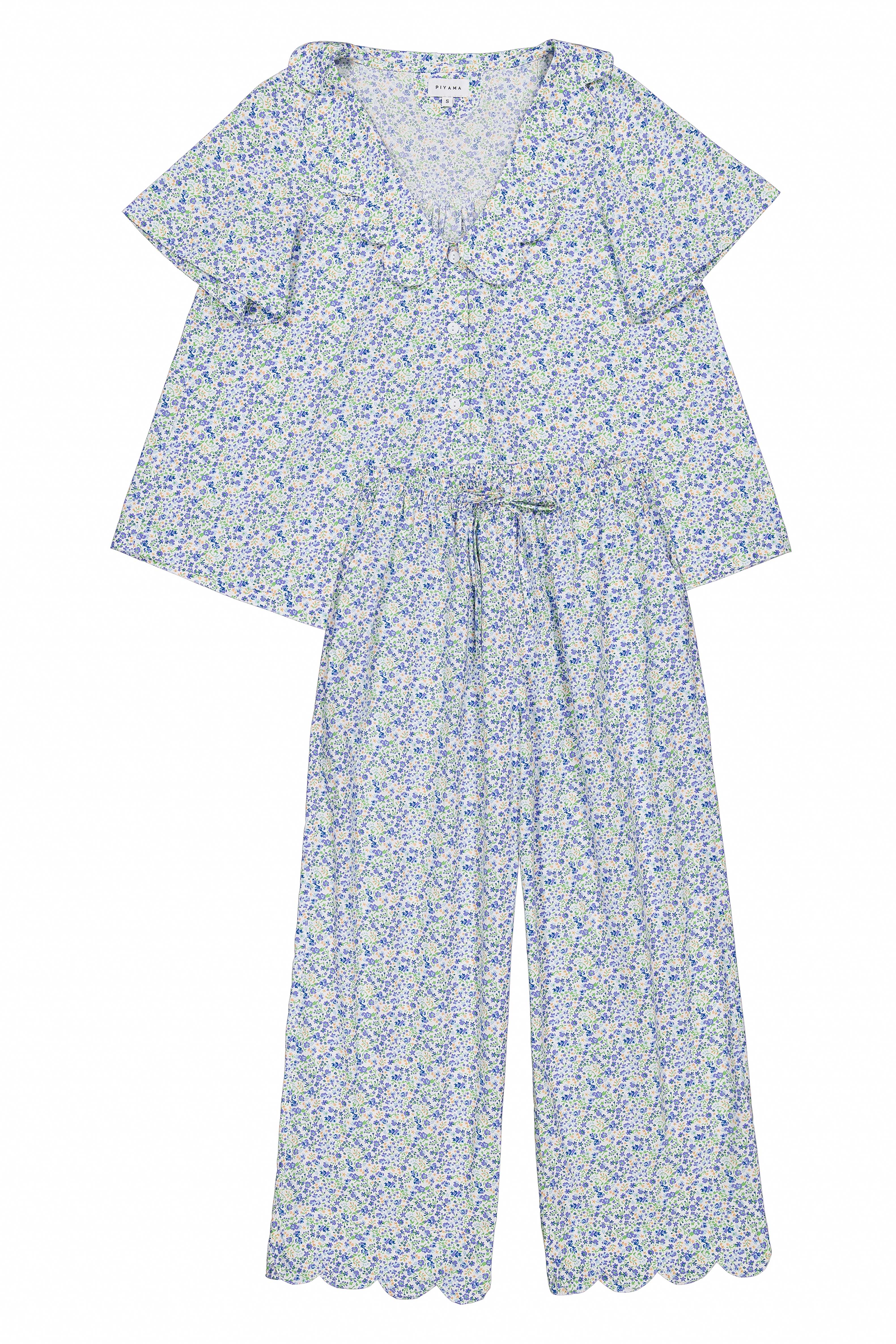 Penelope Sleep Set - Pants - Cotton - Floret Blue - Image 10
