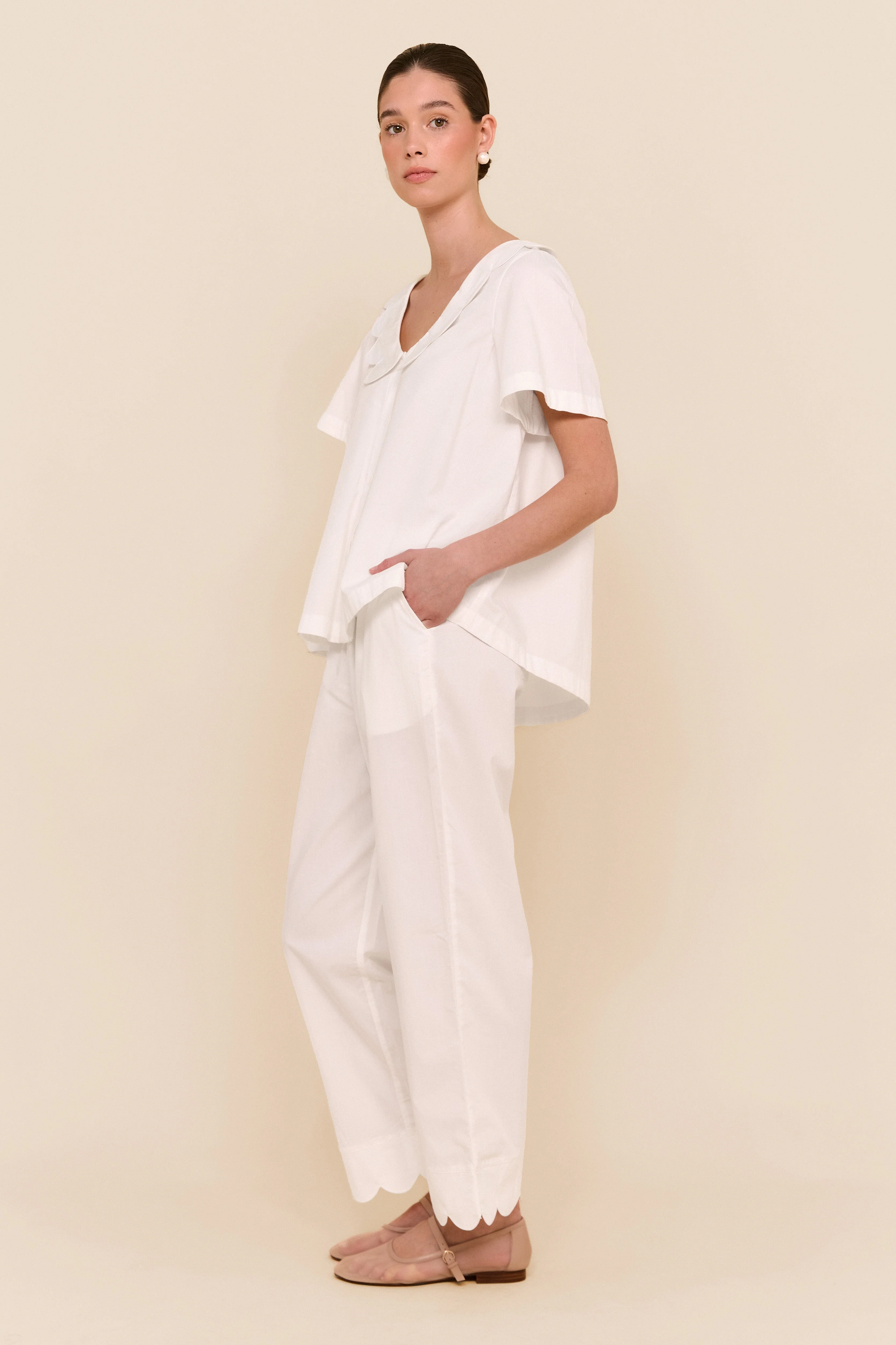 Penelope Sleep Set - Pants - Cotton Modal - Off White - Image 9