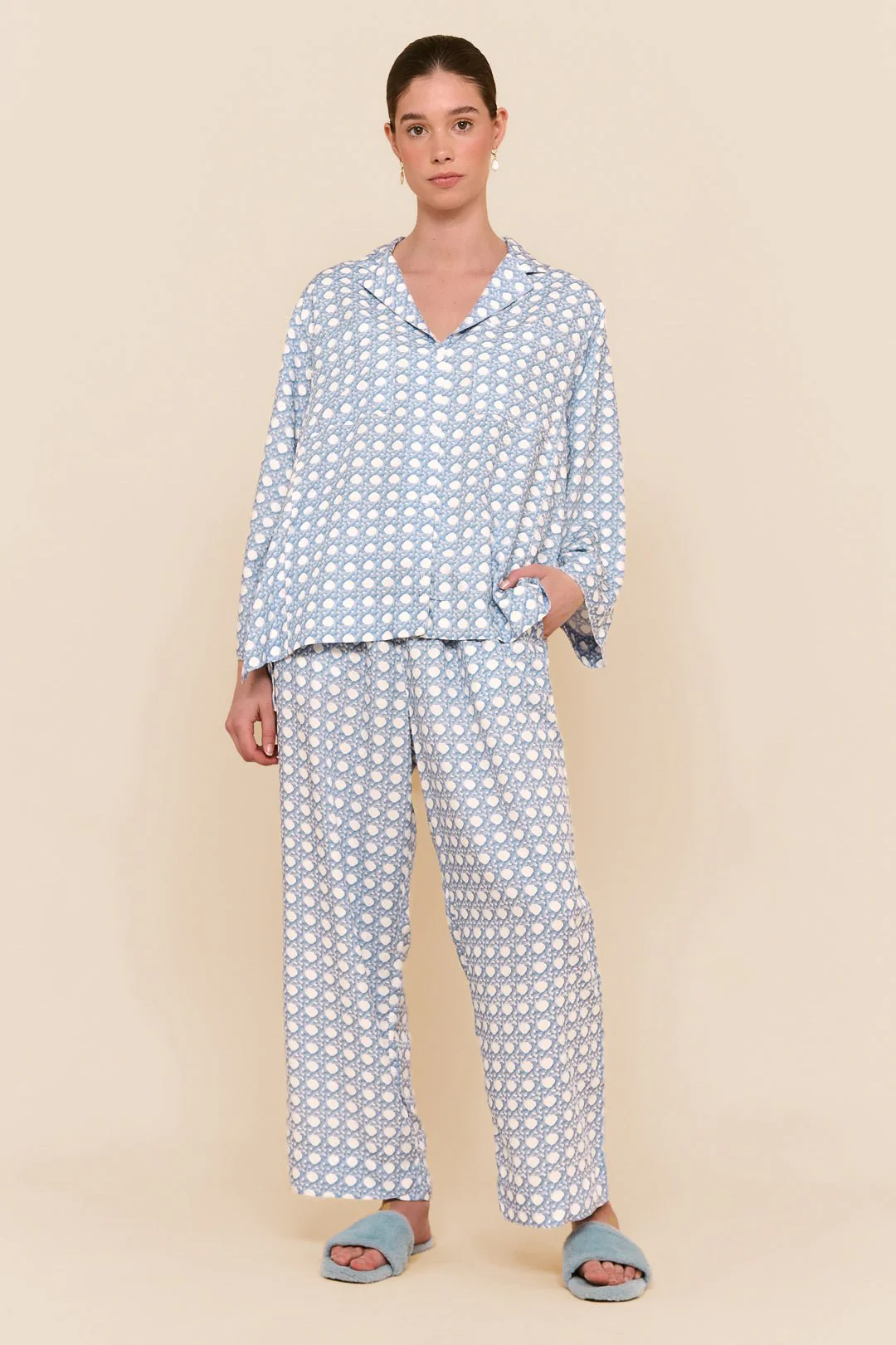 Peta Sleep Set - Long - ECOVERO™ - Rattan - Cornflower Blue - Image 5