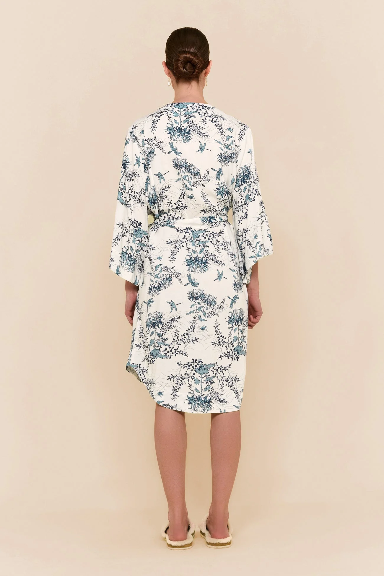 Short Kimono Robe - Summer Toile - Aegean Blue - Image 7