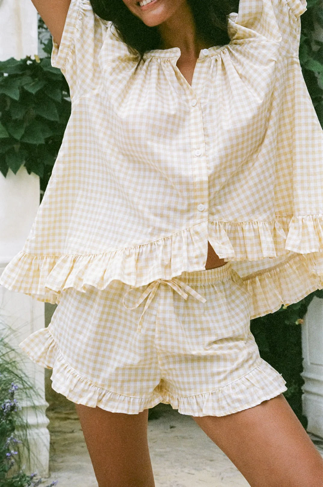 Sophie Sleep Set - Cotton - Gingham Yellow - Image 7