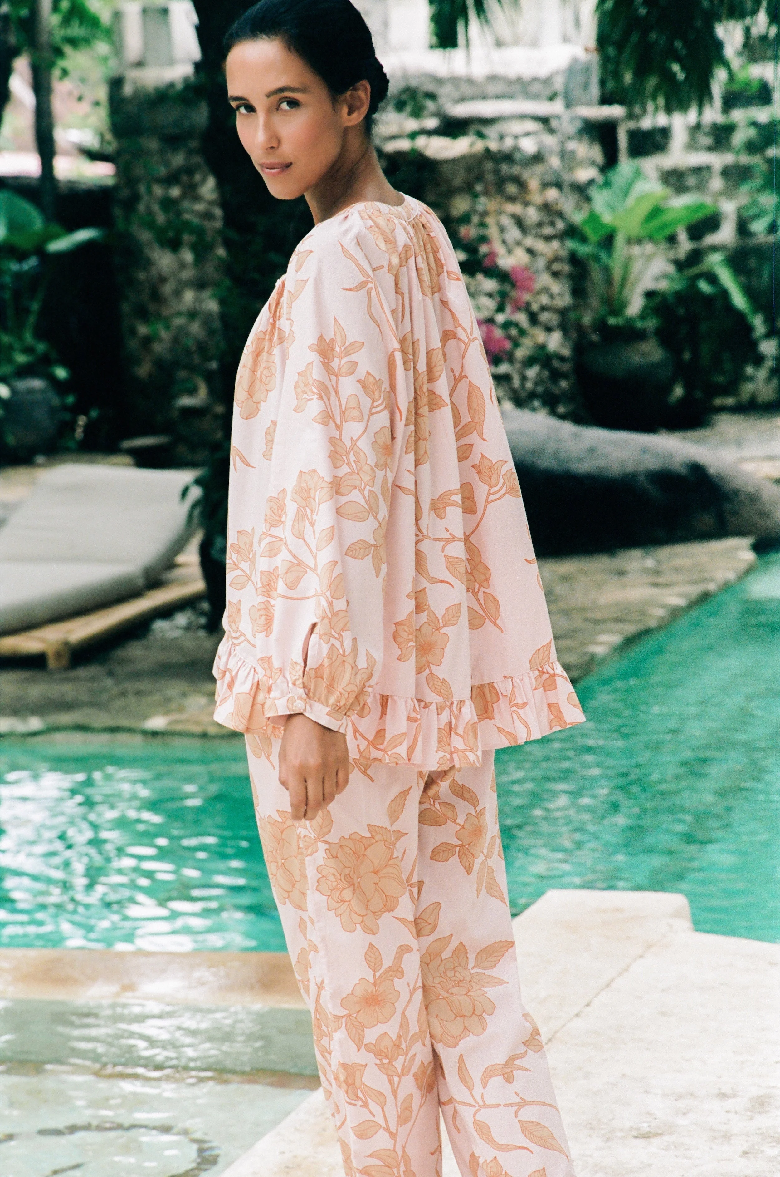 Sophie Sleep Set - Long - Cotton Modal - Romantic Floral Peach - Image 12