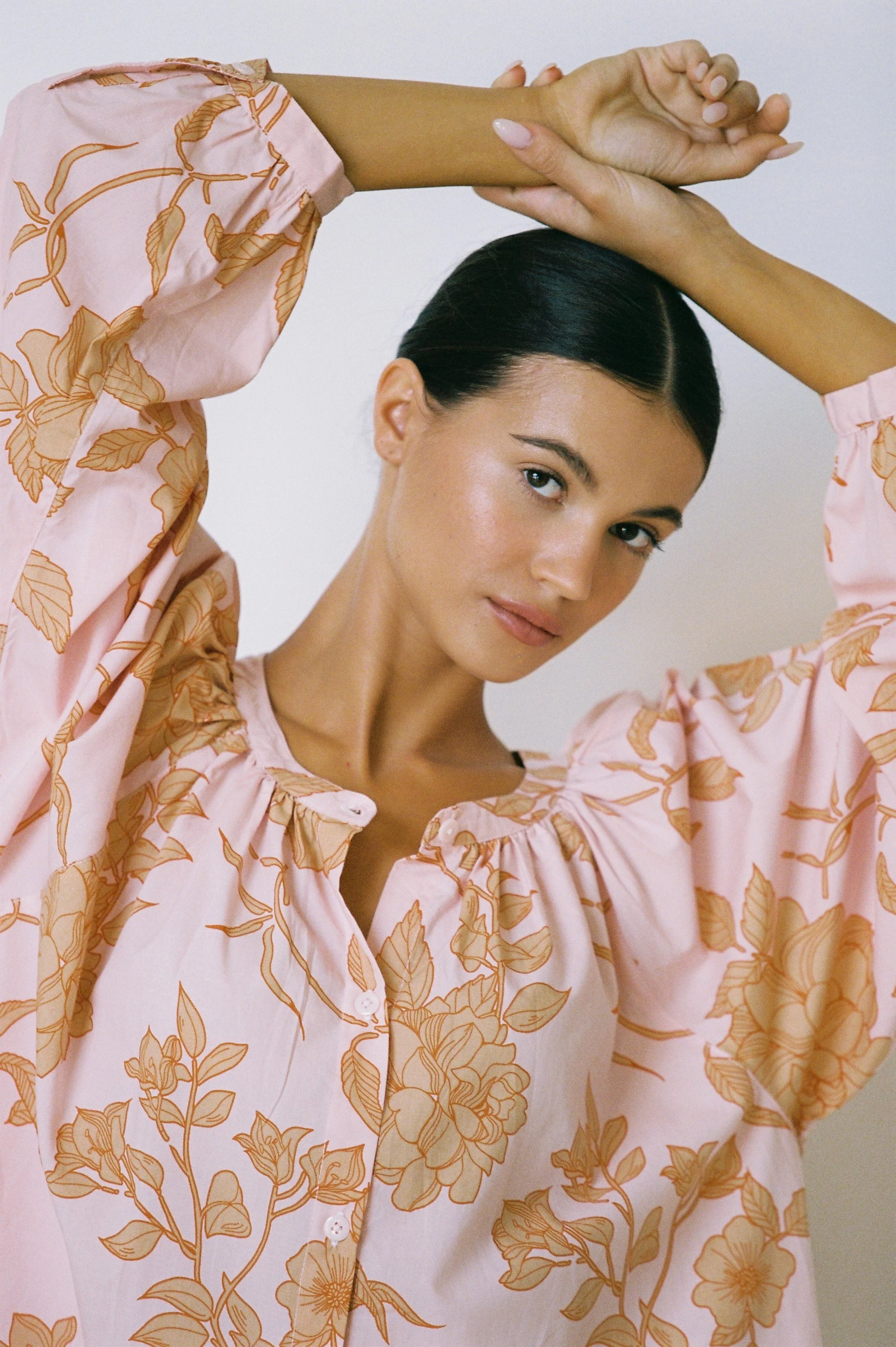 Sophie Sleep Set - Long - Cotton Modal - Romantic Floral Peach - Image 3