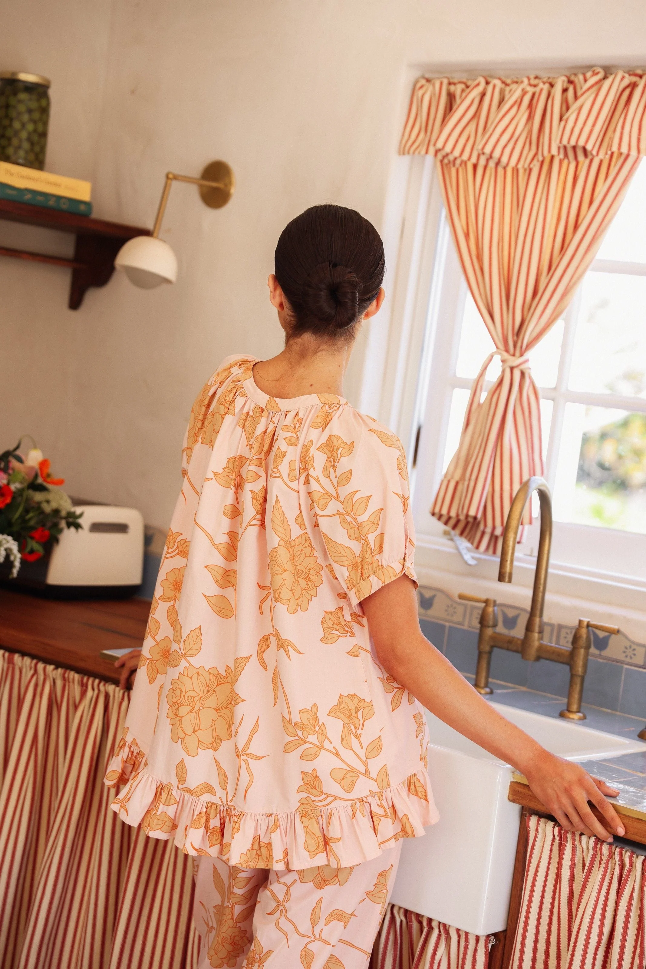 Sophie Sleep Set - Pants - Cotton Modal - Romantic Floral Peach - Image 4